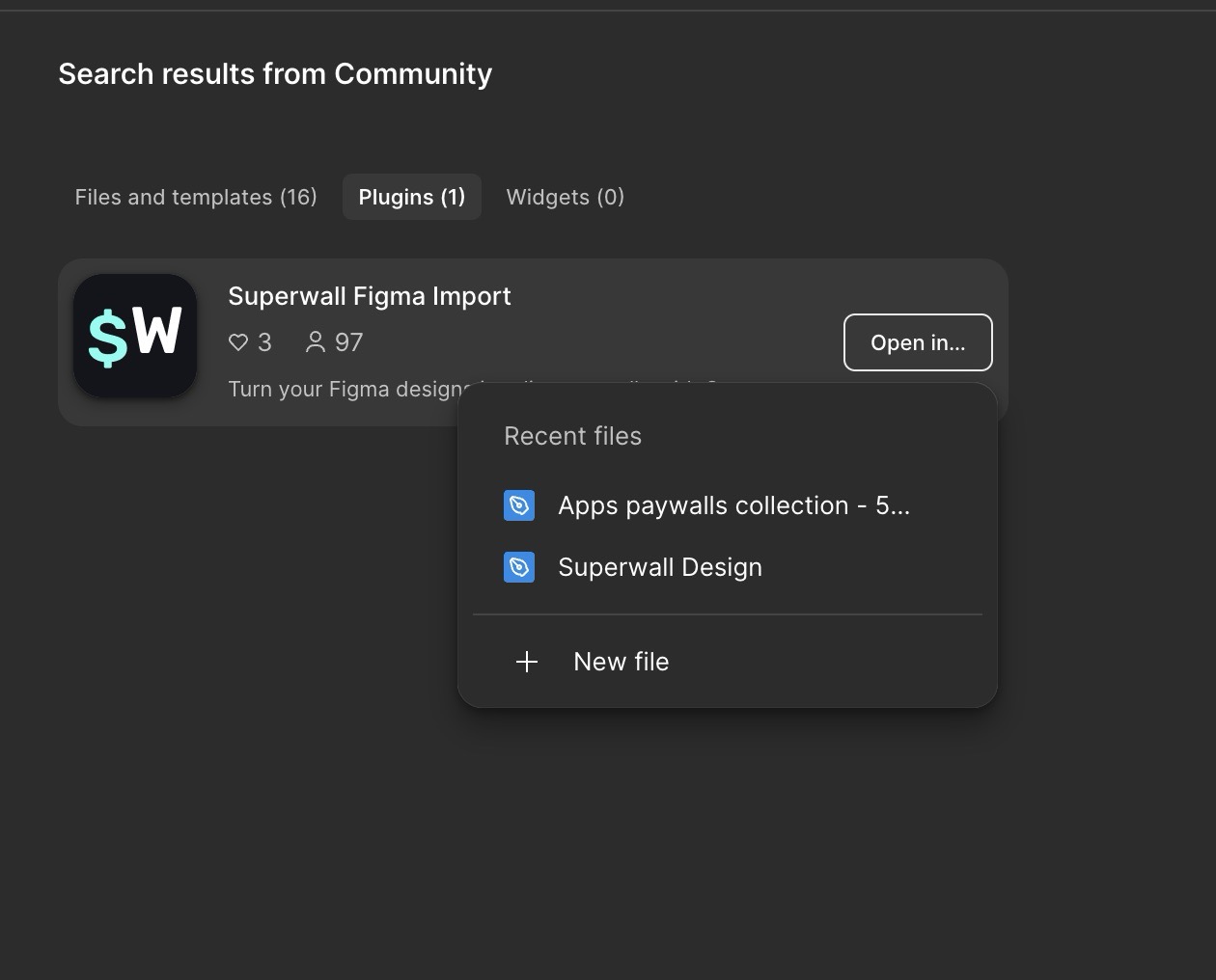 Choose which Figma file to open the plugin in